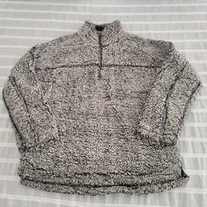 Elodie Womens Gray Sherpa Quarter Zipper Long Sleeve Pullover Sweater XL